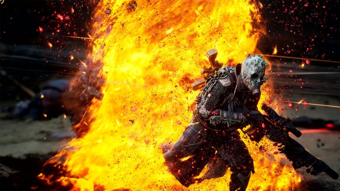 Outriders character in explosion