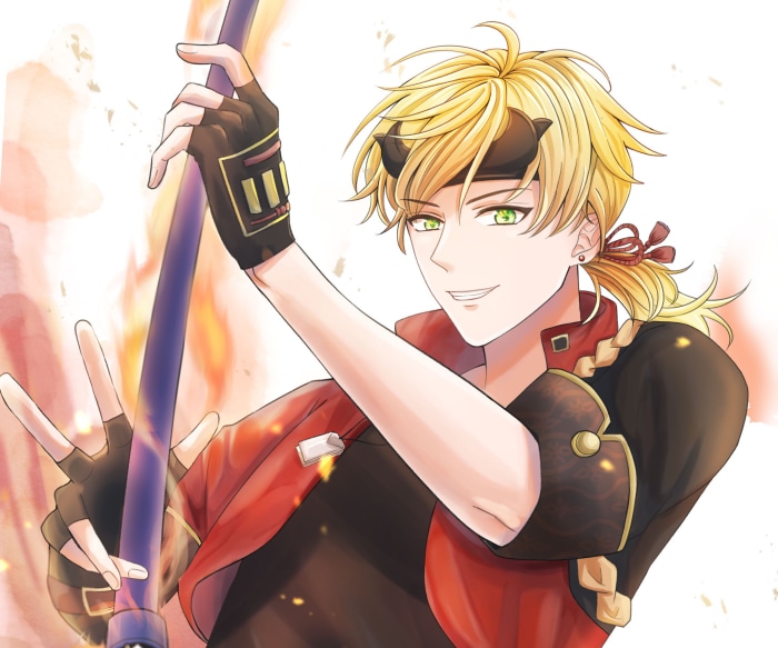 Thoma from Genshin Impact holding a polearm