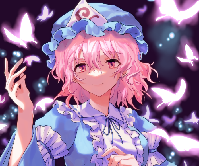 Yuyuko Saigyouji from Touhou with glowing butterflies