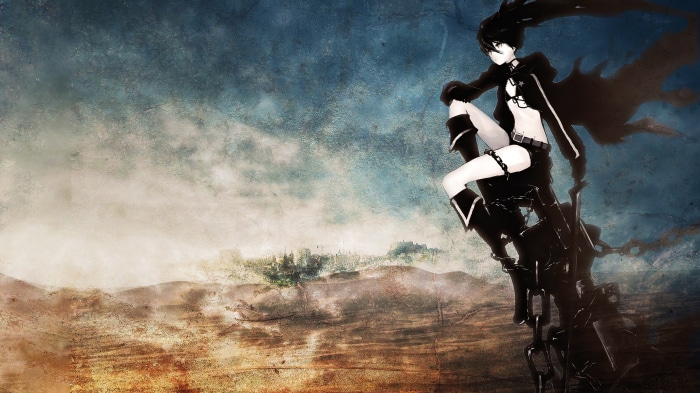 Black Rock Shooter sitting on chains