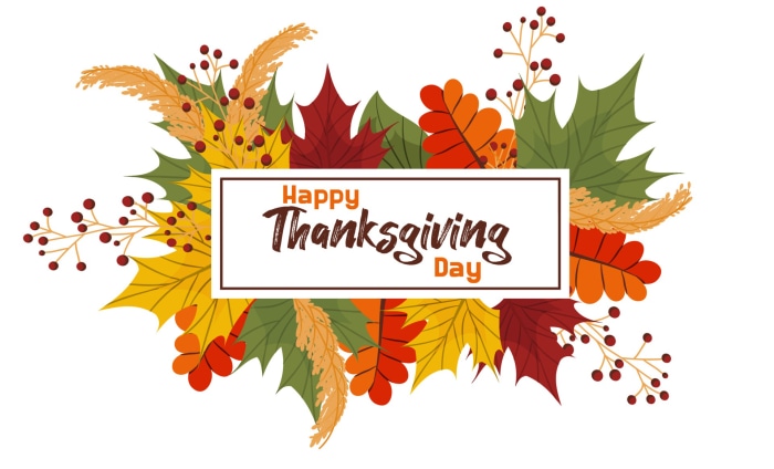 Happy Thanksgiving Day autumn leaves illustration