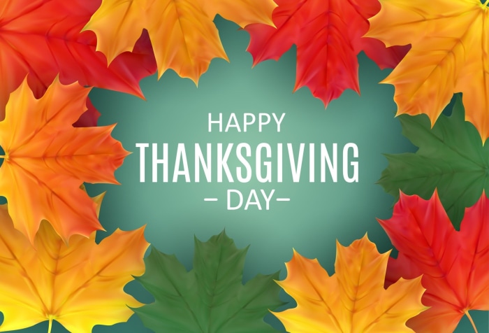 Happy Thanksgiving Day Autumn Leaves