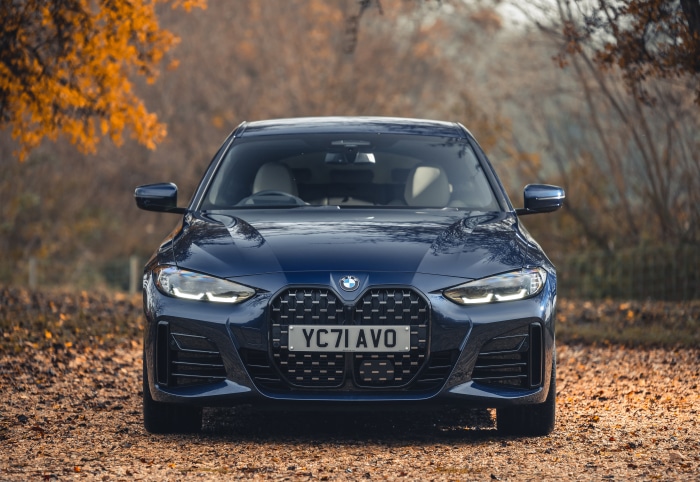 Blue BMW 420i Gran Coupé M Sport in Autumn