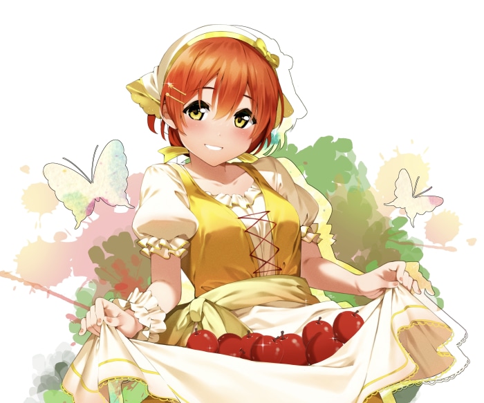 Rin Hoshizora from Love Live! holding apples