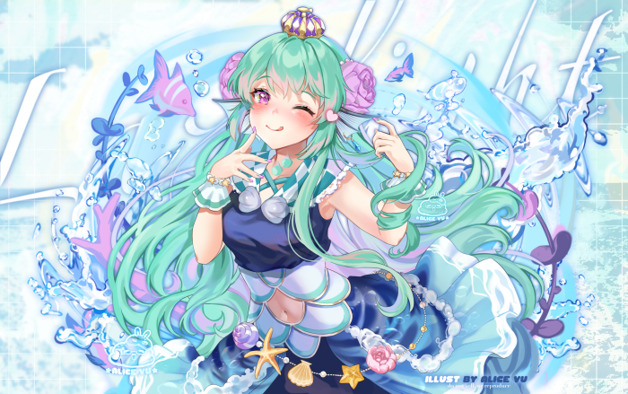 Finana Ryugu from Nijisanji with Aqua Theme