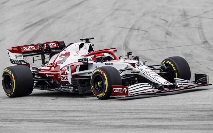 Alfa Romeo F1 car on a race track