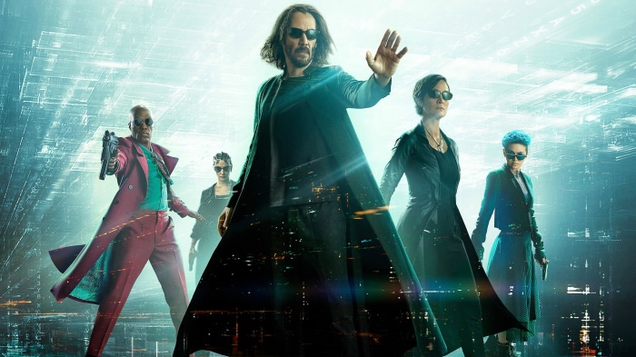 The Matrix Resurrections: Neo, Trinity, Morpheus, Bugs, and Smith