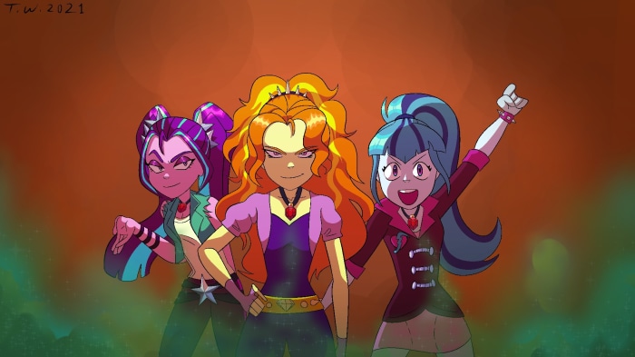 Adagio Dazzle, Sonata Dusk, and Aria Blaze from My Little Pony: Equestria Girls