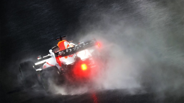 Red Bull Racing car in the rain
