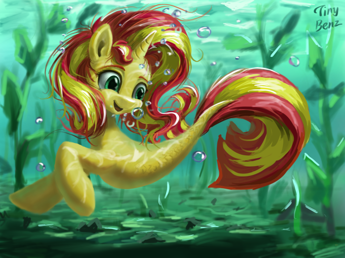 Sunset Shimmer from My Little Pony underwater
