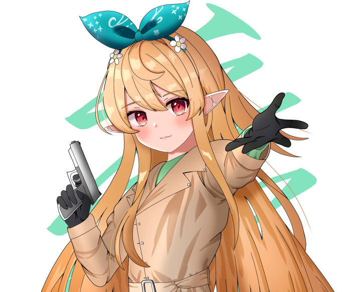 Pomu Rainpuff from Nijisanji holding a gun