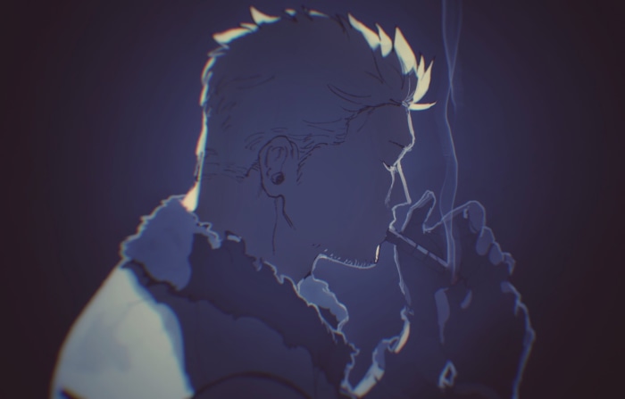 Smoker from One Piece smoking