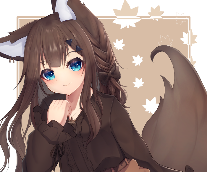Anime Girl with Brown Hair and Animal Ears