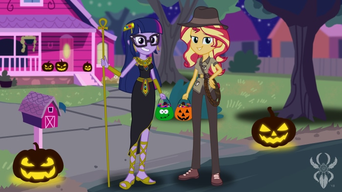 Sci-Twi and Sunset Shimmer from My Little Pony: Equestria Girls on Halloween