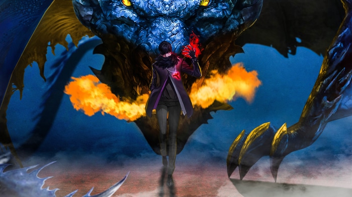 Man with fire and a dragon