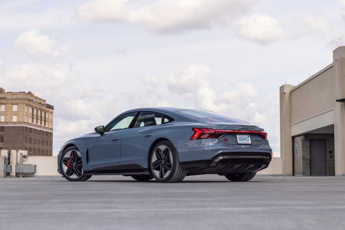 Audi RS E-Tron GT electric car on rooftop