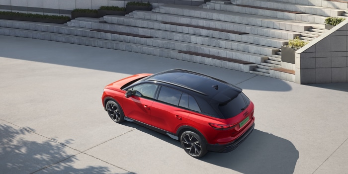 Red Audi Q5 50 E-tron Quattro SUV