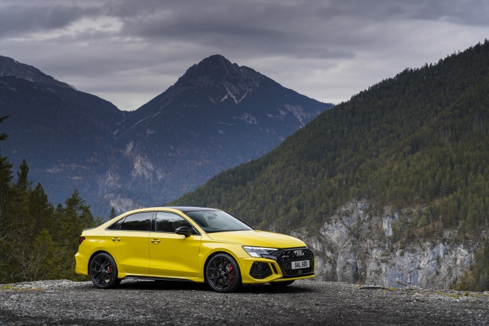 Yellow Audi RS3 Sedan 4K