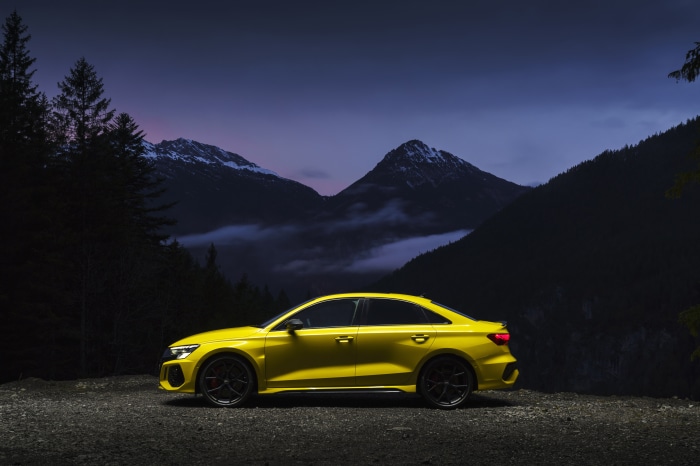 Yellow Audi RS3 Sedan 4K