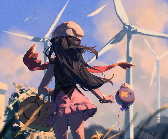 Dawn and Drifloon from Pokémon