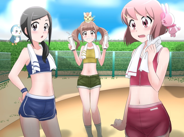 Healin' Good PreCure characters with drinks