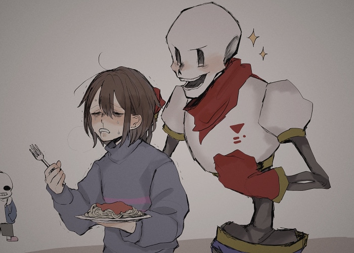 Undertale Characters Sans, Papyrus, and Frisk