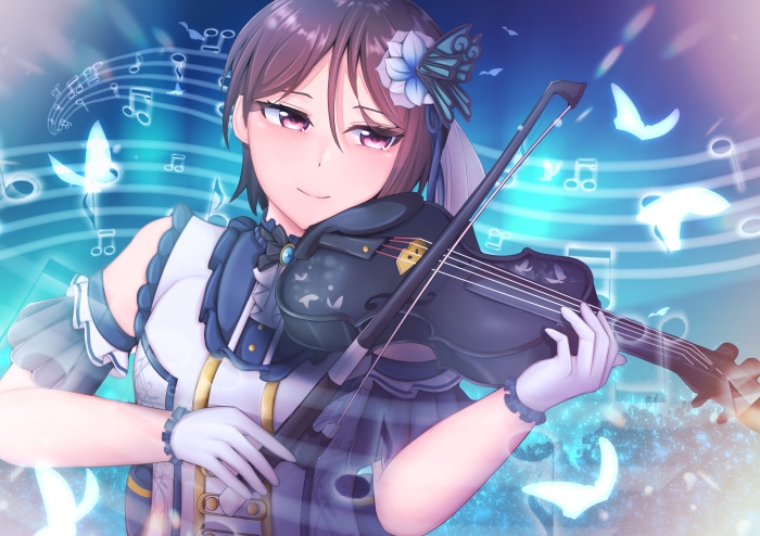 Rui Yashio from BanG Dream! Girls Band Party! playing violin