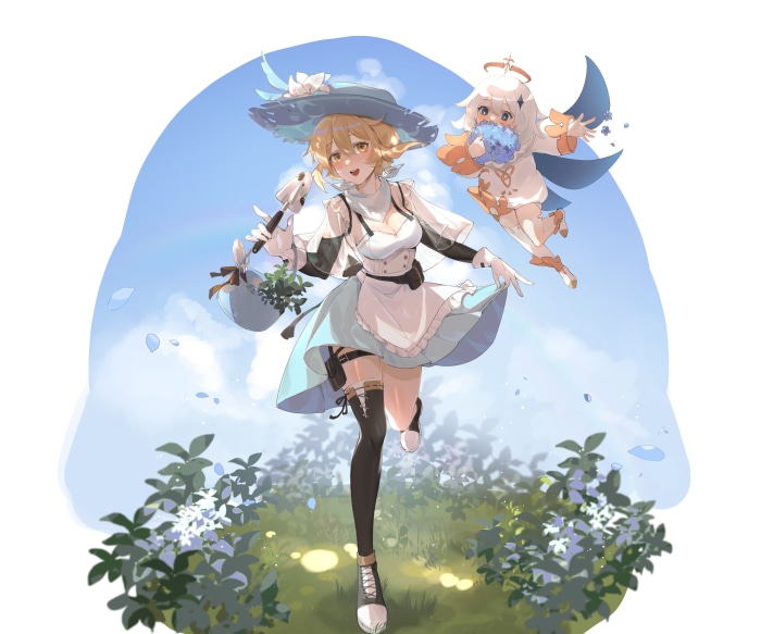 Lumine and Paimon from Genshin Impact