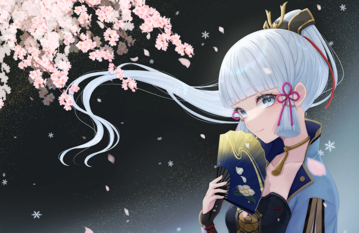 Kamisato Ayaka from Genshin Impact with Cherry Blossoms