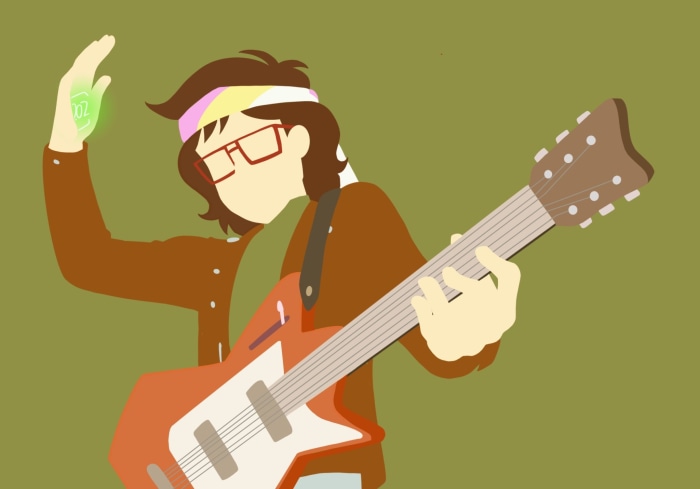 Ryan Akagi from Infinity Train playing guitar