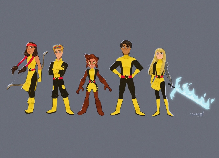 New Mutants characters in yellow and black uniforms