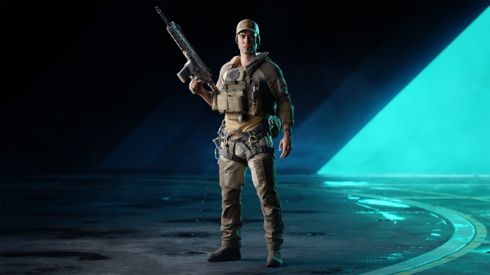 Soldier with rifle in Battlefield 2042
