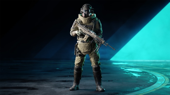 Soldier with heavy weapon in Battlefield 2042
