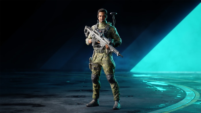 Soldier with rifle in Battlefield 2042