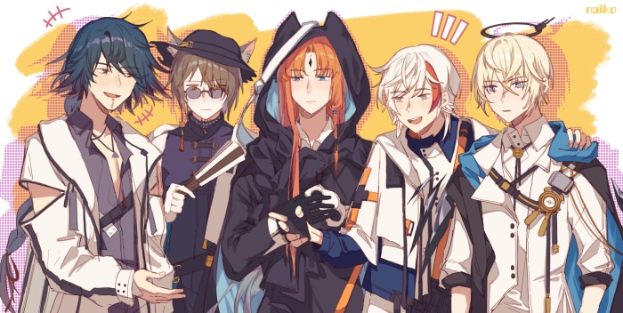 Executor, Phantom, Elysium, Mr. Nothing, and Passenger from Arknights