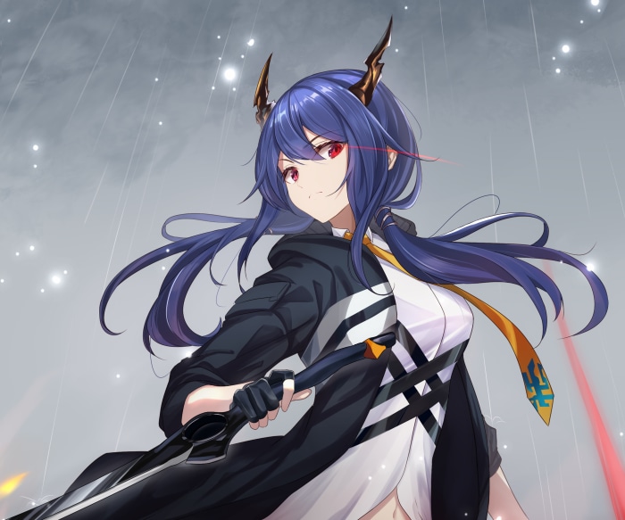 Chen from Arknights holding a sword