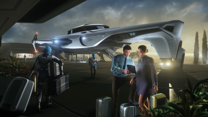 Star Citizen characters with spaceship