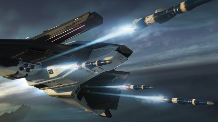 Star Citizen 4K Spaceship Firing Missiles