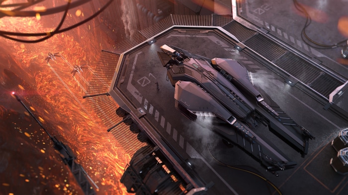 Star Citizen 4K Spaceship on Landing Pad