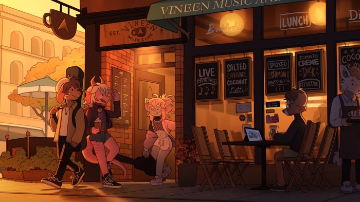Anthropomorphic animals at Vineen Music & Cafe