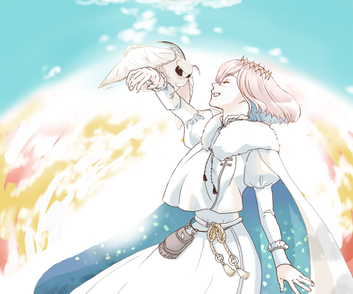 Oberon from Fate/Grand Order with a moth