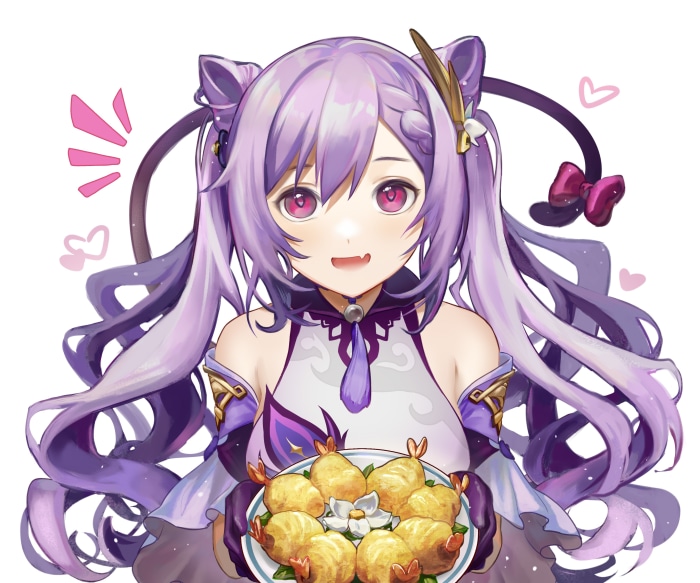 Keqing from Genshin Impact holding food