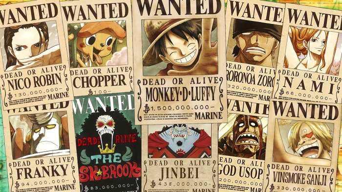 One Piece Wanted Posters of Monkey D. Luffy and Crew