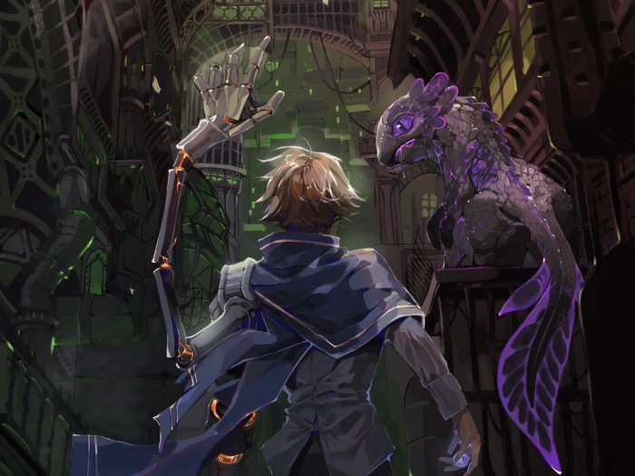 Viktor from League of Legends with a dragon