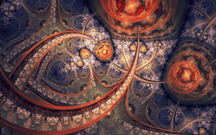 Abstract Fractal Art with Orange and Blue Tones