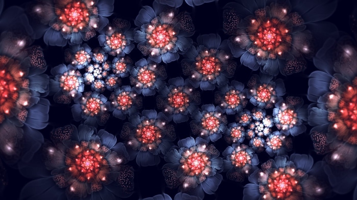 Fractal flowers with red and blue petals
