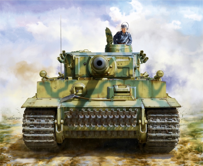 Tiger I tank with crew member