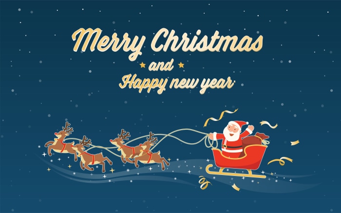 Merry Christmas and Happy New Year Santa Sleigh