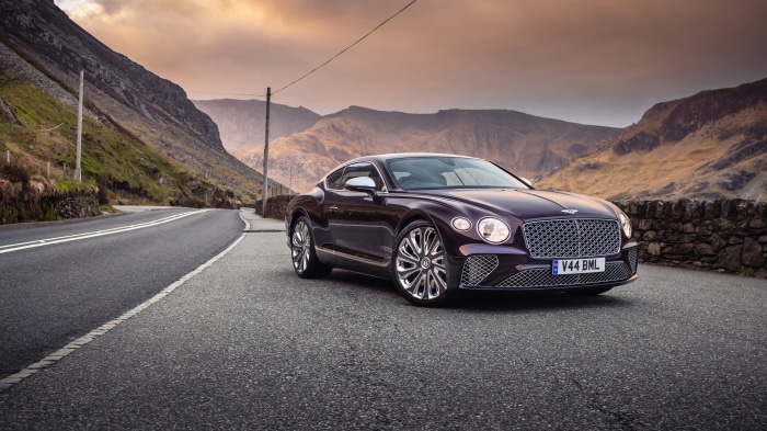 Bentley Continental GT 4K on a mountain road