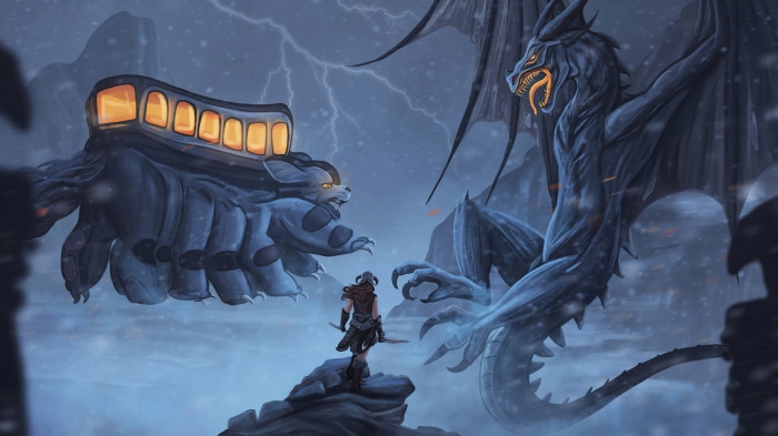 Skyrim Dragon vs. My Neighbor Totoro Creature